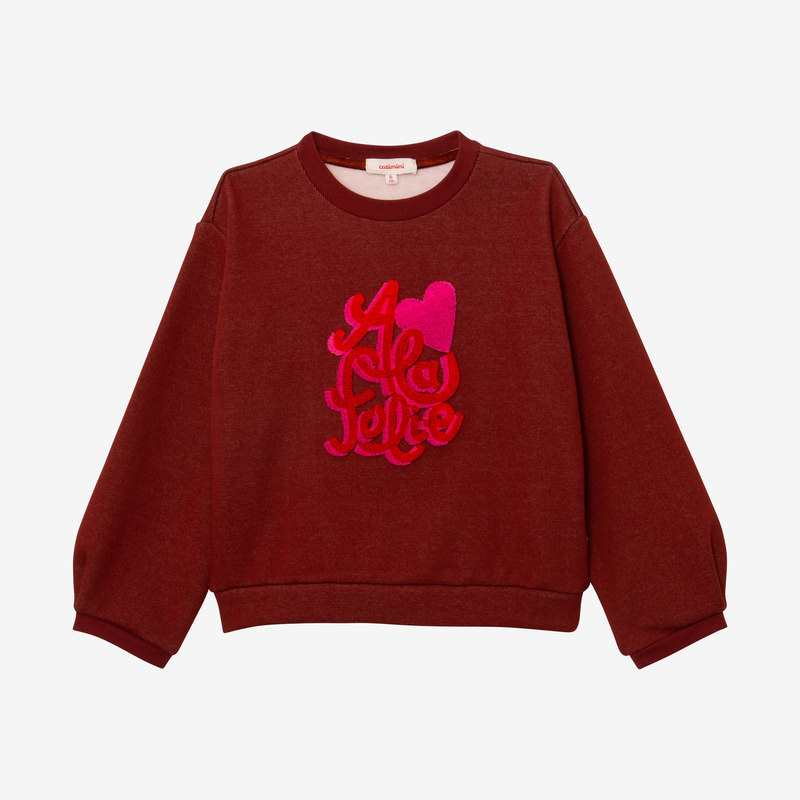 Sweat fille message 3D terracotta Catimini