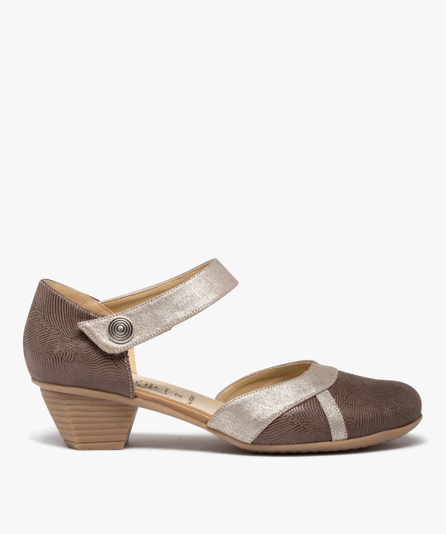 Escarpins femme confort à bride scratch détails brillants marron | GEMO