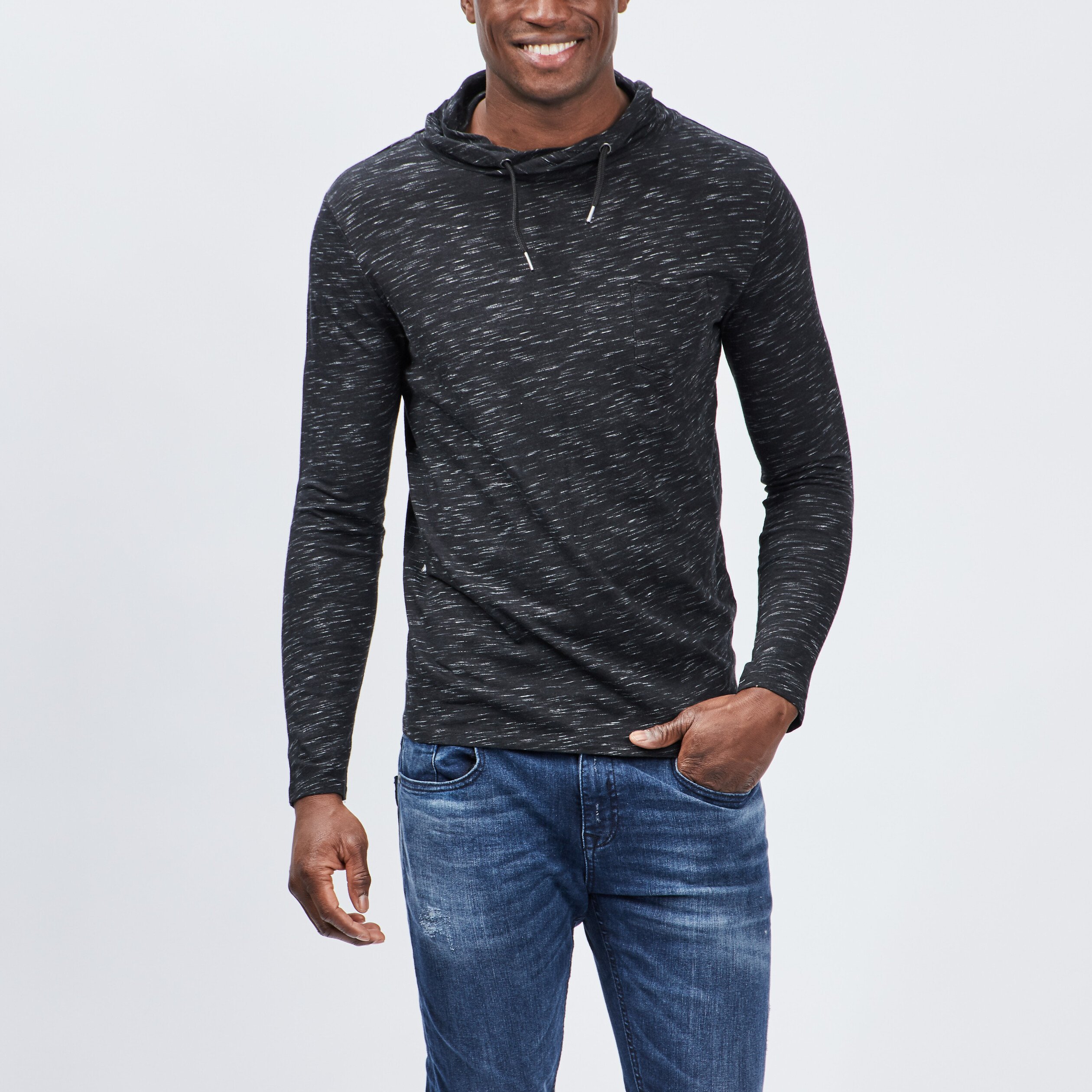 T-shirt manches longues col montant noir homme | La Halle