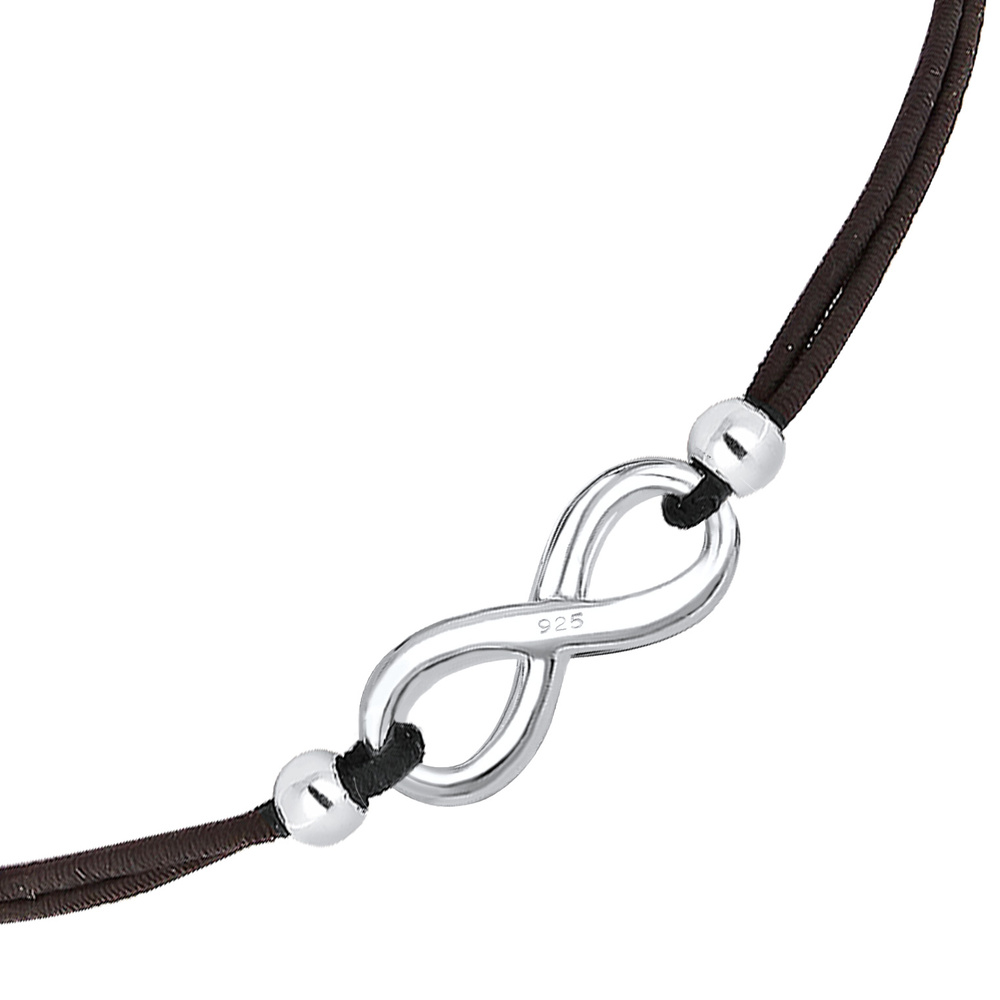 Elli Elli Bracelet Femmes Symbole Infinité Élastique Noir en Argent Sterling 925 Bracelet