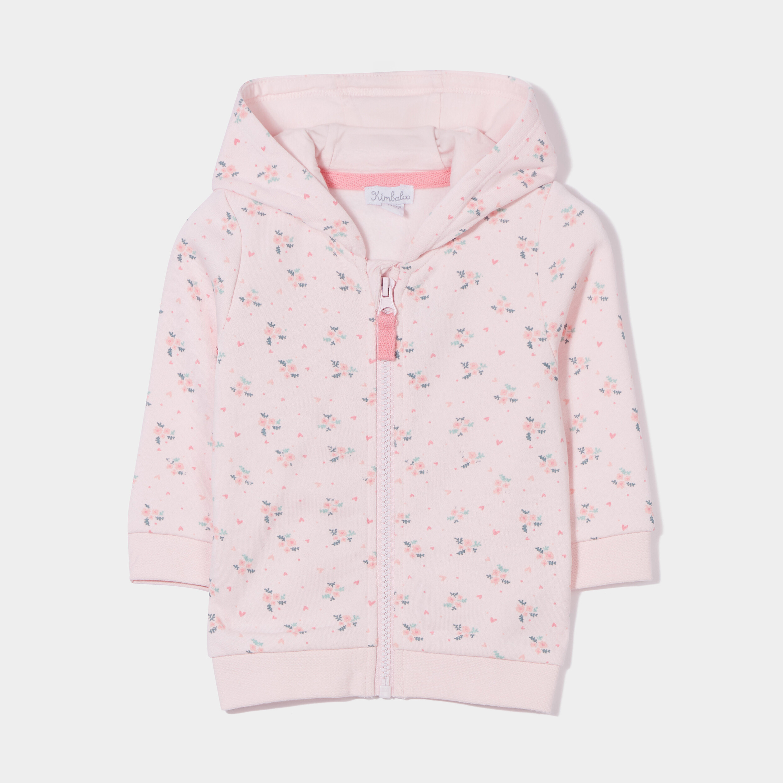Sweat à capuche zippé Kimbaloo rose clair bébé fille | La Halle
