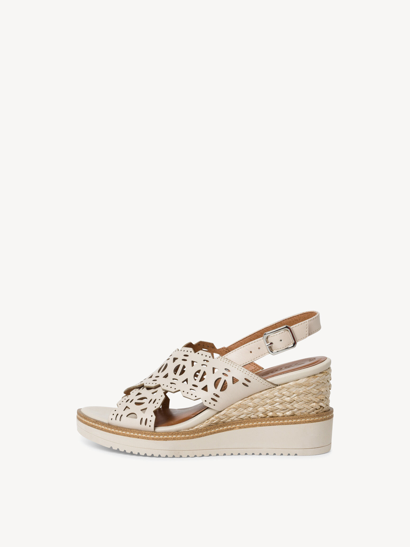 Sandale à talon en cuir - beige