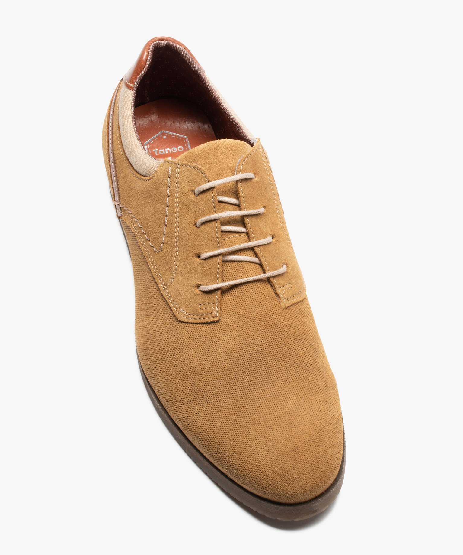 Derbies homme unis dessus cuir perforé - Tanéo beige | GEMO