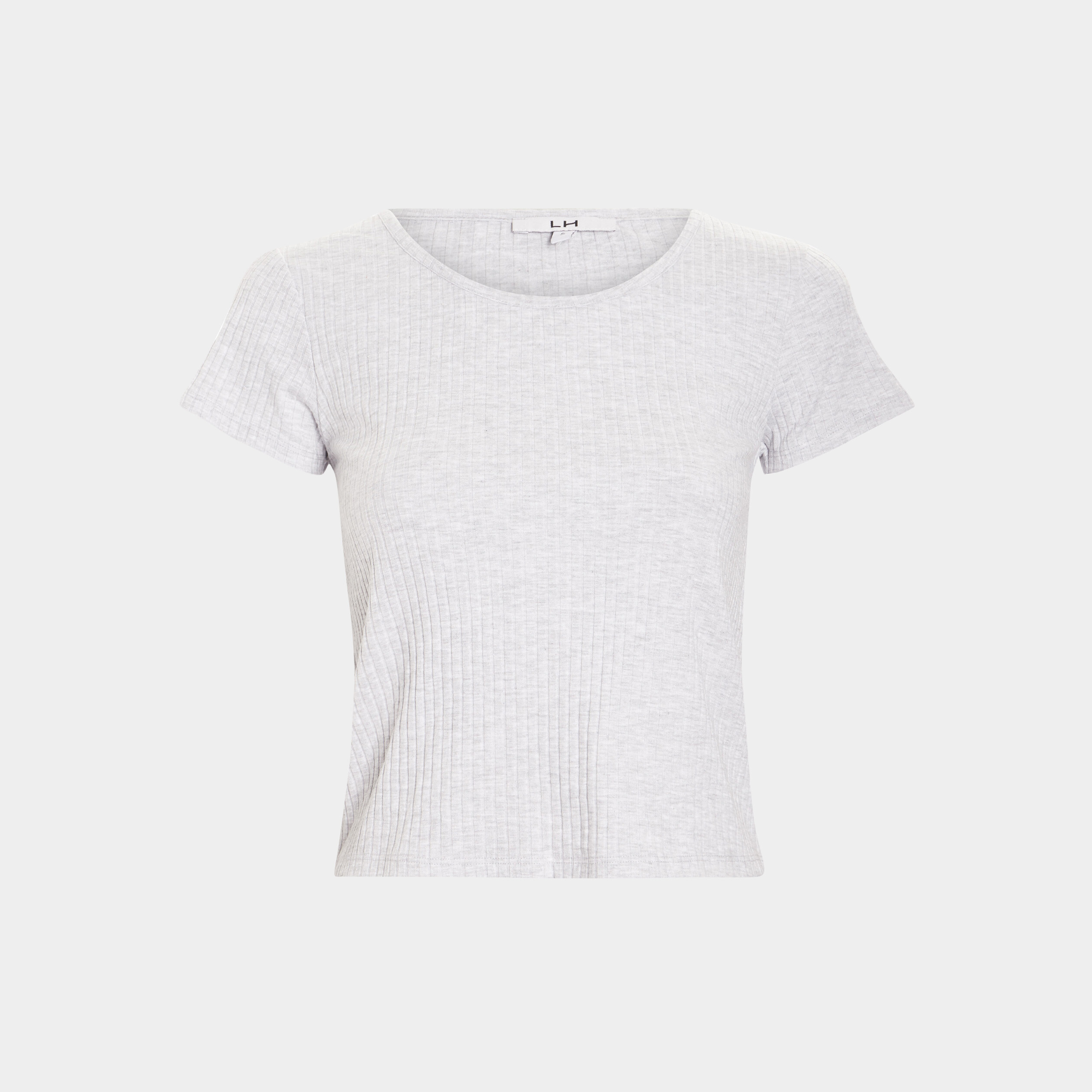 T-shirt manches courtes côtelé gris clair femme | La Halle