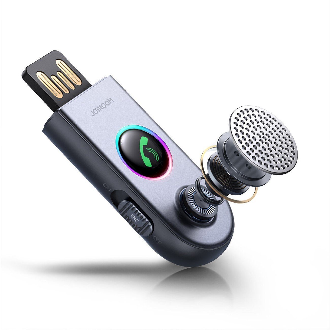 JOYROOM Kabelloser Autoempfänger Bluetooth Technologie – Grau 100 cm mit LED Stereoanlage
