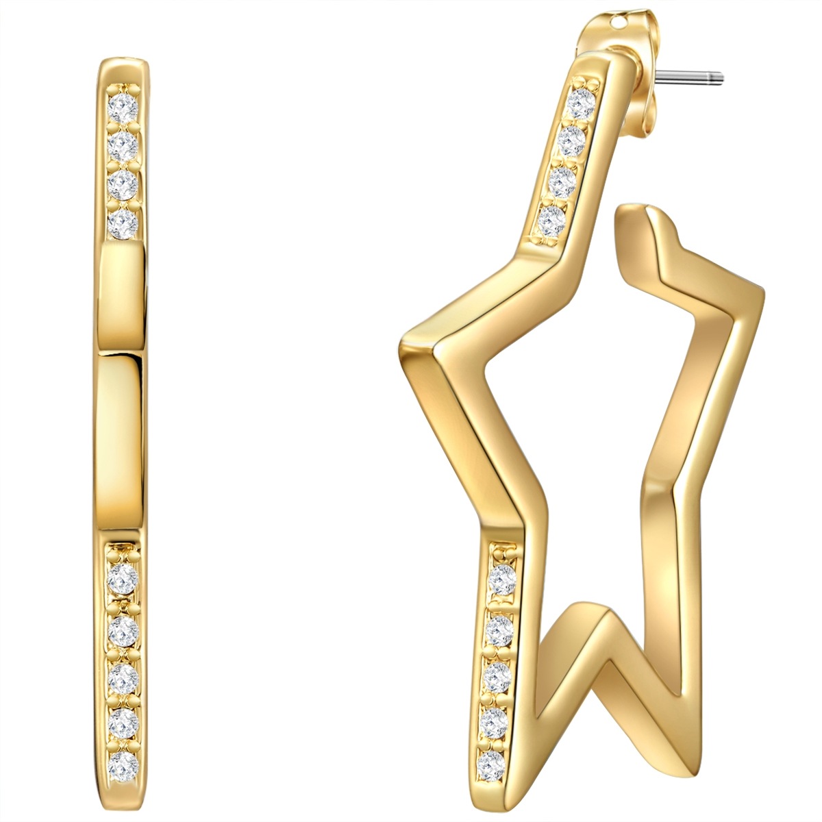 Ohrstecker Stern Metall-Legierung verziert mit Kristallen von Swarovski® in Gelbgold