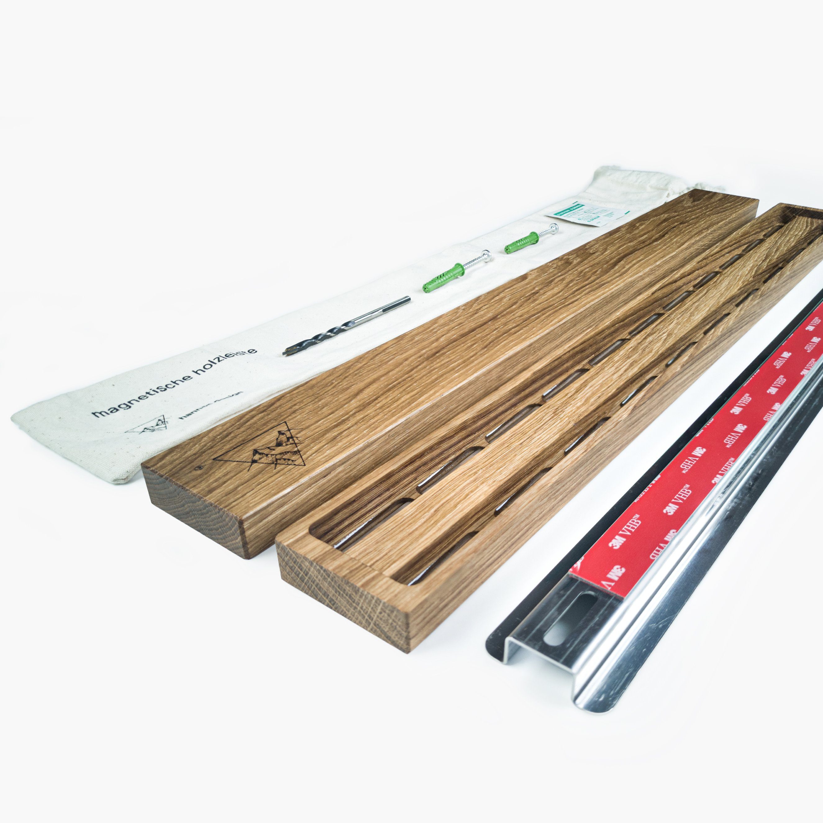 hannes.design Wand-Magnet Messerhalter magnetische Messerleiste aus Holz, deutsches Holz, magnetisch, bohren oder kleben, extrem starke Magneten