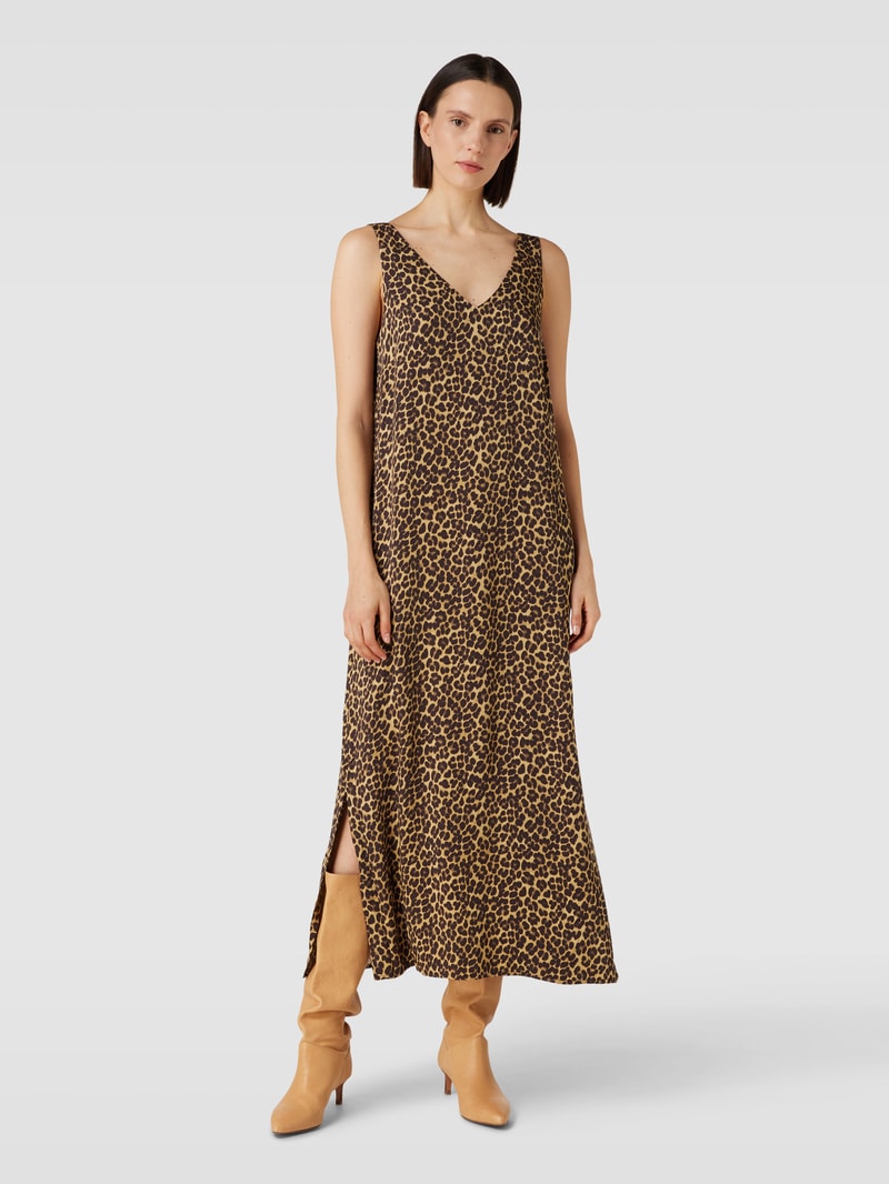 Midikleid aus Viskose in camel