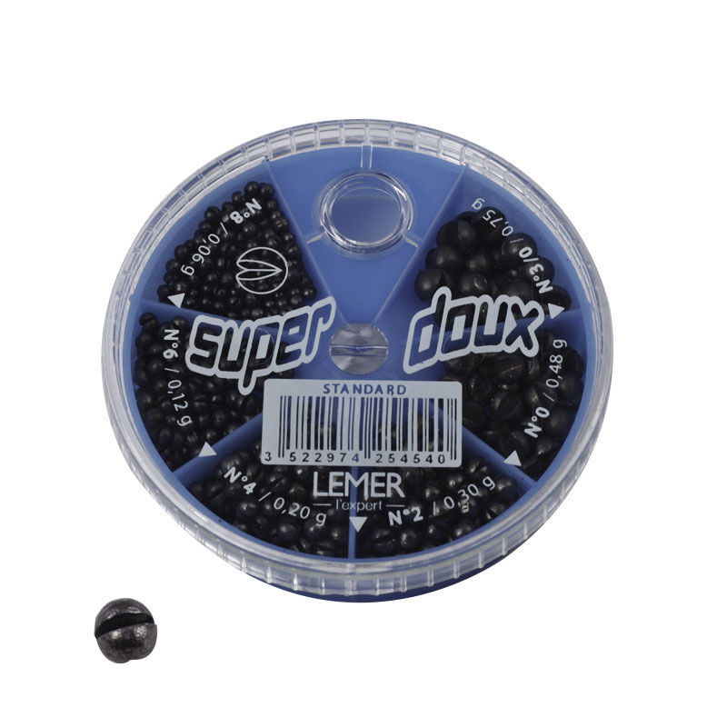 Æske med split shot til Lemer 6-rums super soft standard