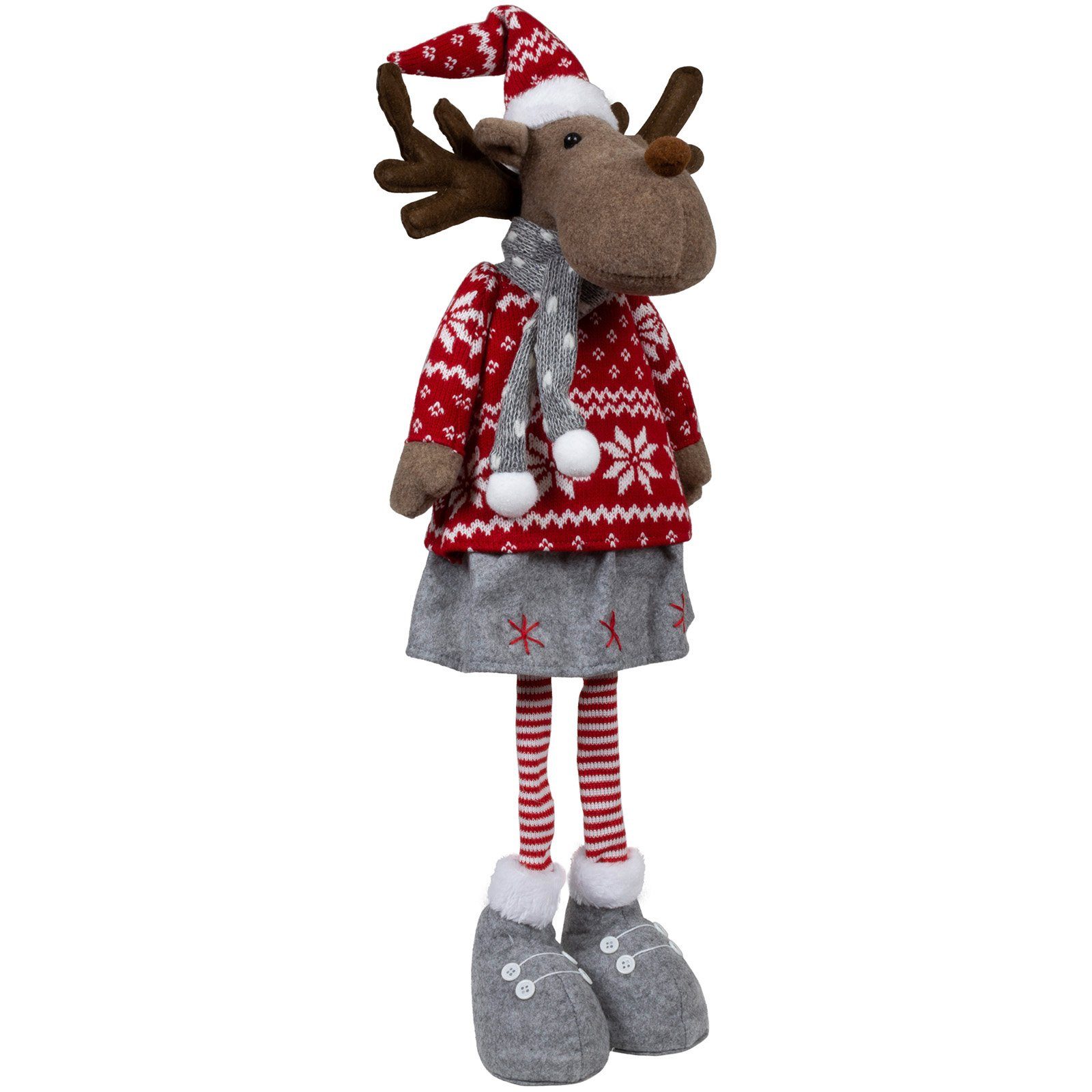 Christmas Paradise Weihnachtsfigur Elch 60cm (72cm) stehend, XL (Dekofiguren, 2 St., im Set), Weihnachten, Rentier, grau-rot