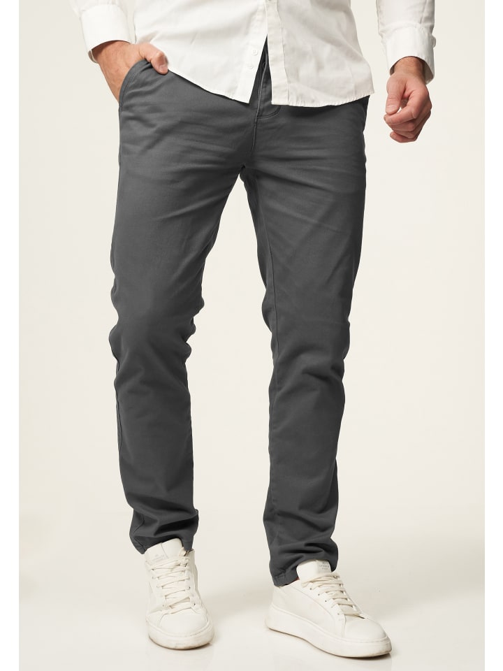 DAILY COTTON Chinohose - DCPROVO Chino Hose Elastische Jeans Stoffhose Slim-Fit in Dunkelgrau günstig kaufen