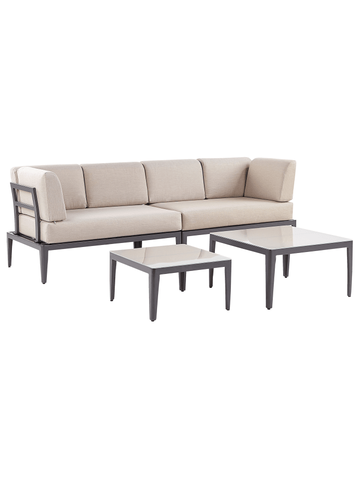 Beliani Lounge Set RIMA III in Grau/Beige - (W) 240 x (H) 85 x (L) 190 cm günstig kaufen onesize