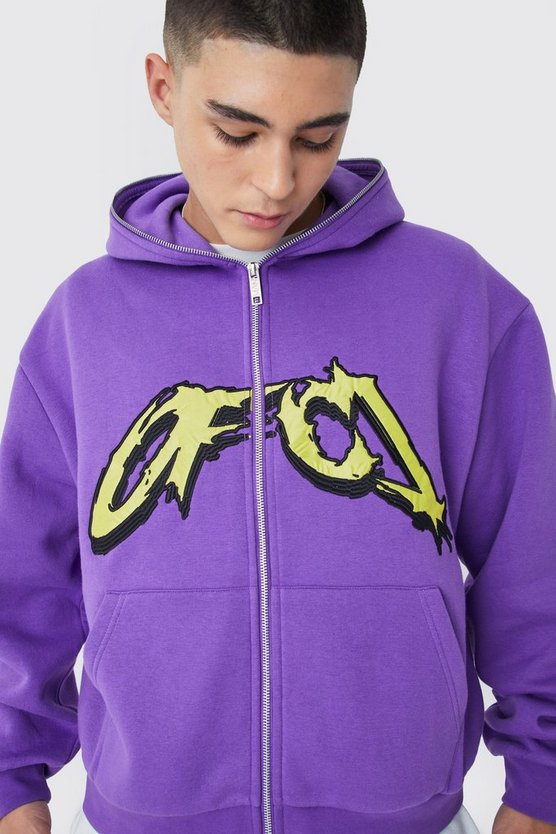 Kastiger Oversize Official Hoodie mit Reißverschluss