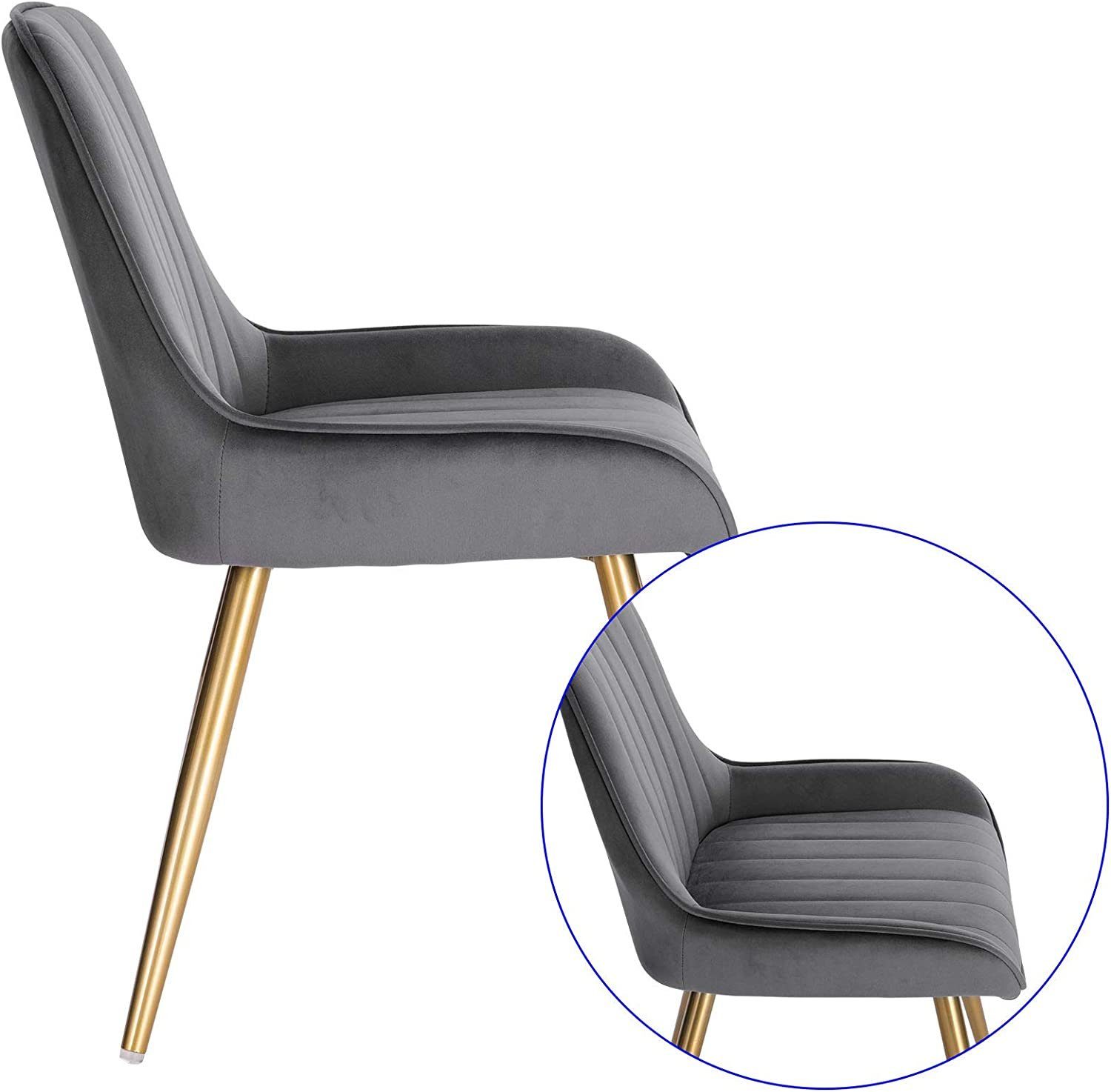 EUGAD Esszimmerstuhl (2 St), Retro, Sitzfläche aus Samt, mit Metallbeine