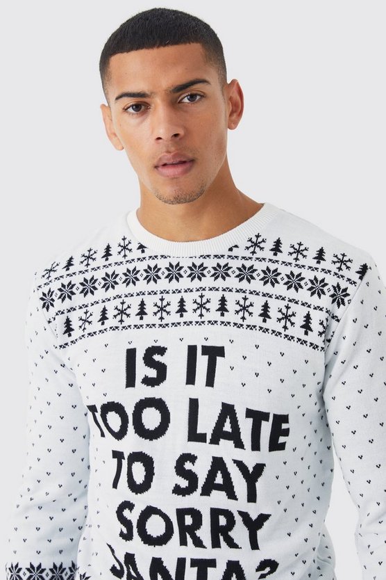 Weihnachtspullover mit Sorry Santa Print