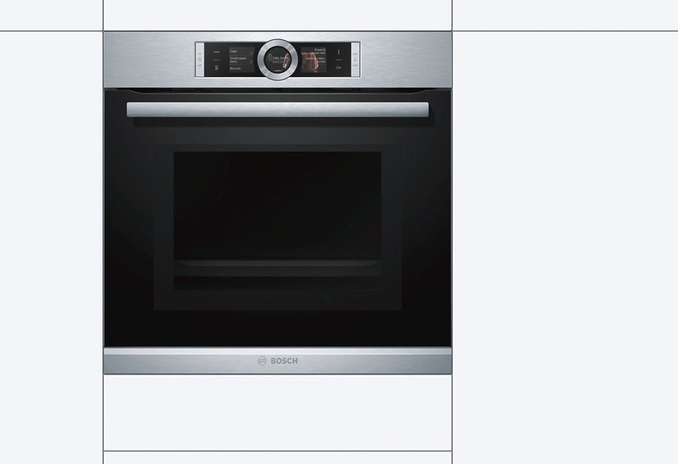 BOSCH Backofen mit Mikrowelle Serie 8 HMG6764S1, mit Vollauszug, Pyrolyse-Selbstreinigung, mit 4D Heißluft