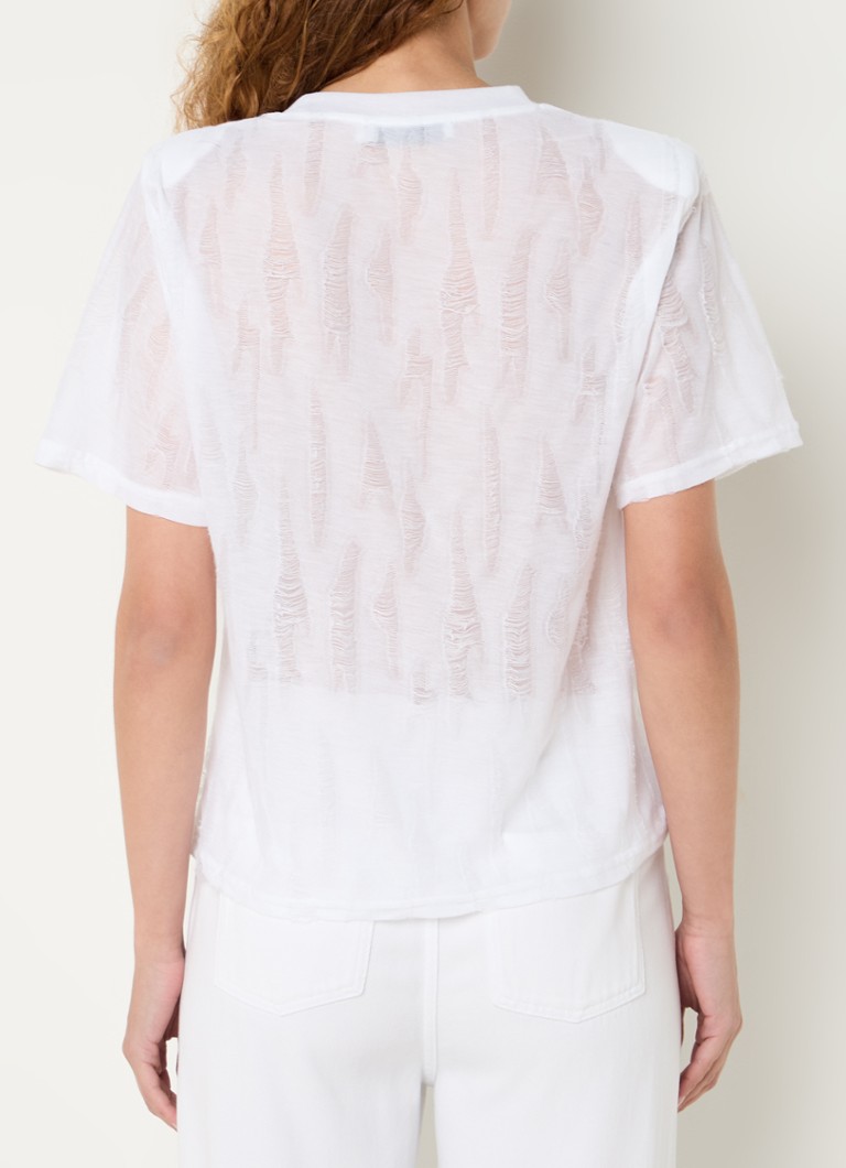 Camiseta IRO History com acabamento desgastado e ombreiras.