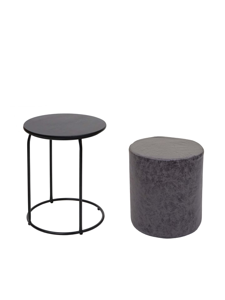 MCW 2er-Set Sitzhocker und Beistelltisch K48, Schwarz günstig kaufen onesize