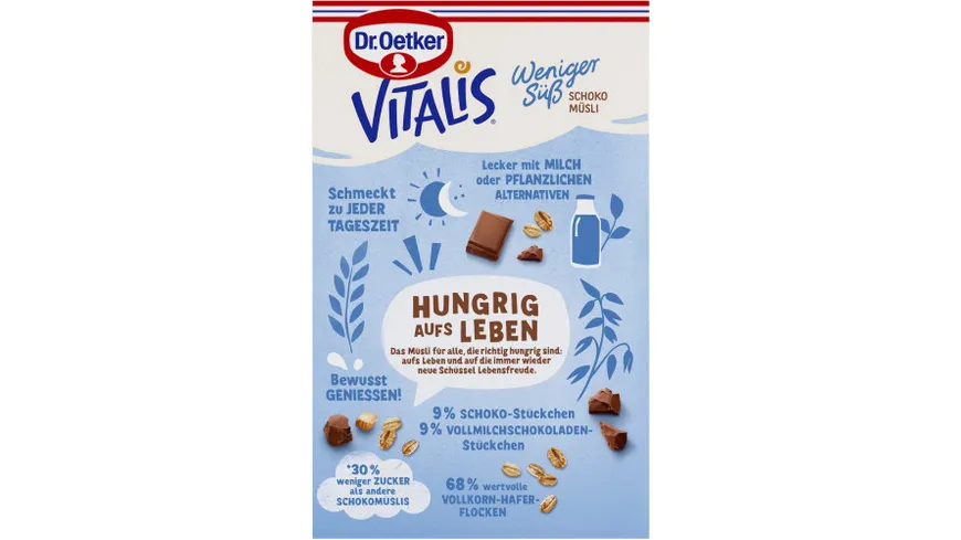 Dr.Oetker Vitalis Schoko Müsli weniger süß 600 g