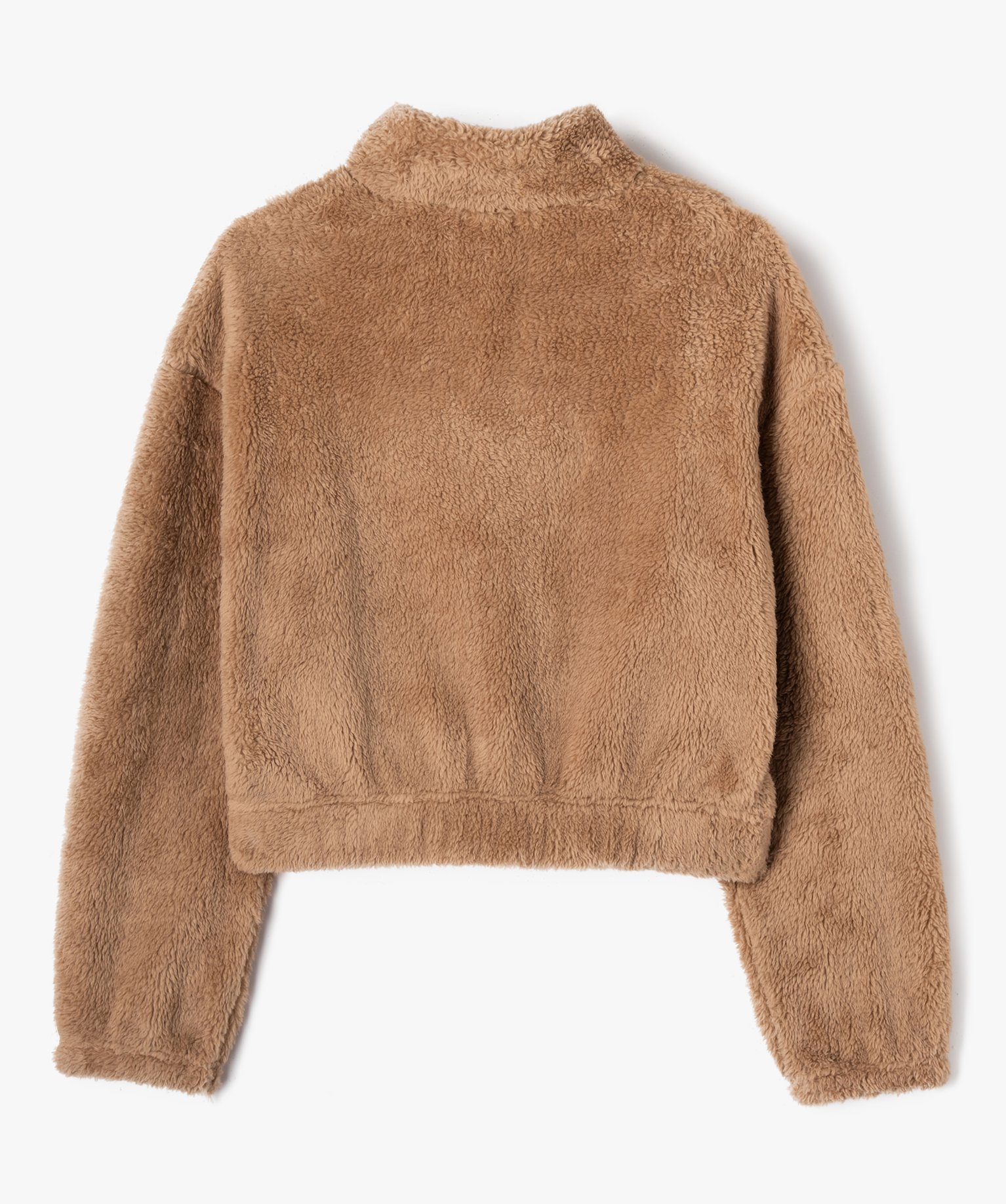 Sweat court en maille peluche fille beige | GEMO