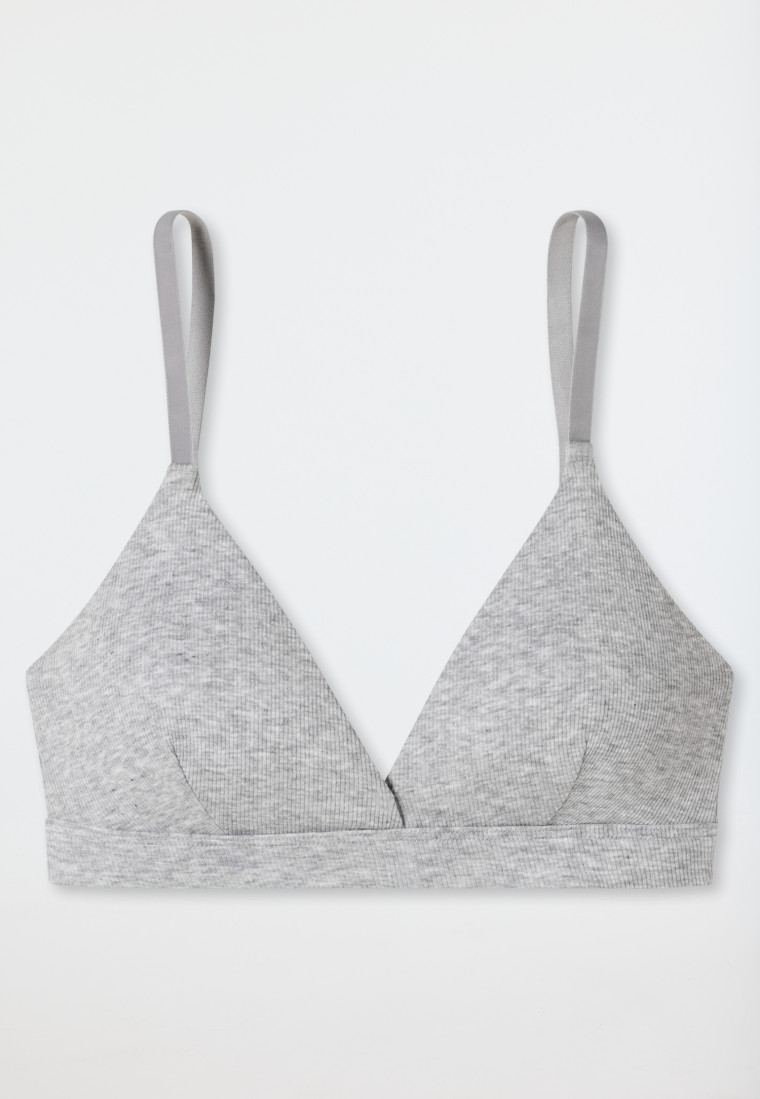 Soft-BH Doppelripp herausnehmbare Pads grau meliert - Pure Rib