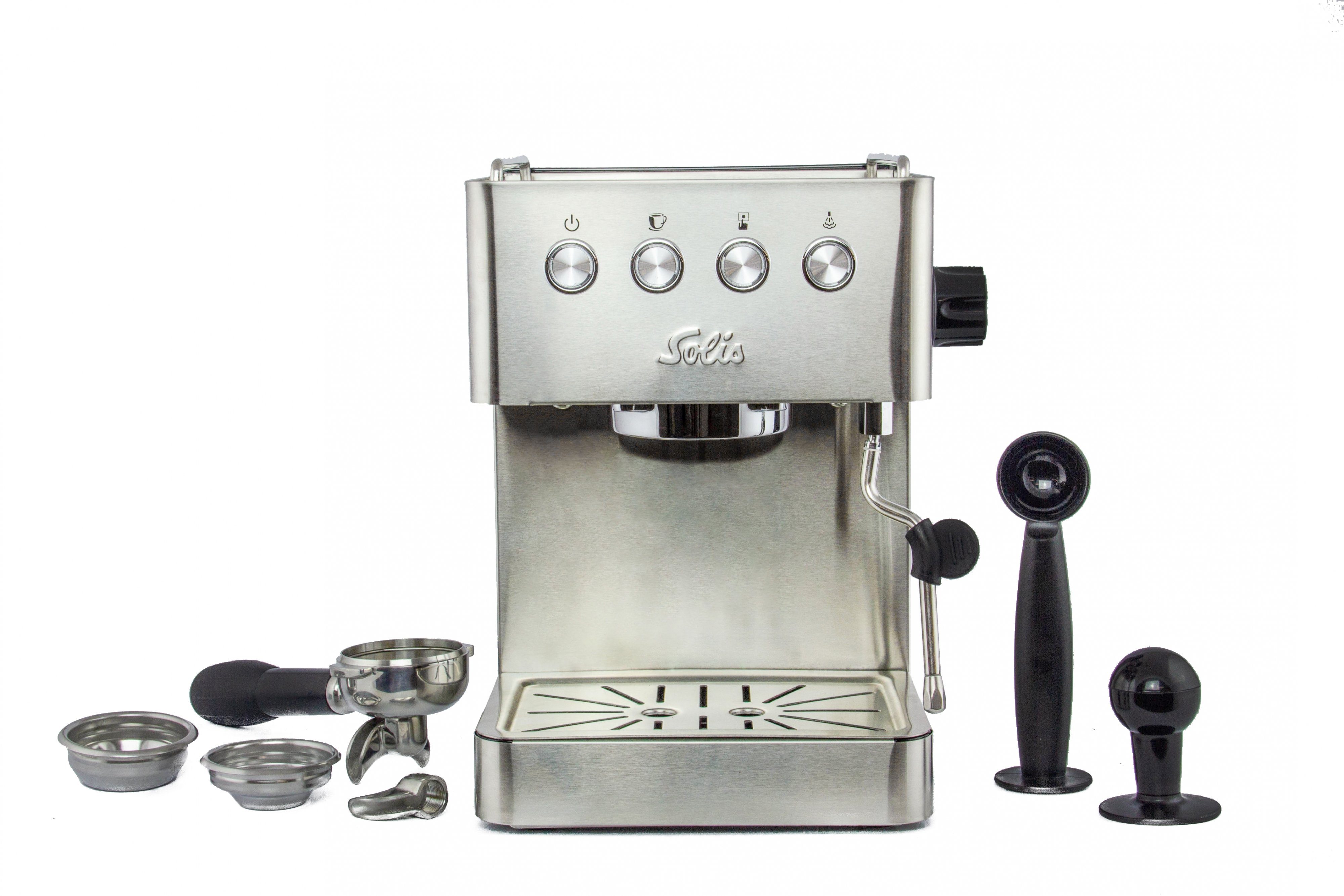SOLIS OF SWITZERLAND Siebträgermaschine Barista Gran Gusto Typ 1014, Siebträger 58 mm, 15 Bar Druck, 360 ° Heißwasserstab, Programmierbar