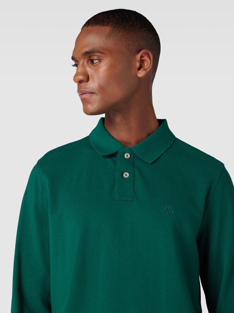 Poloshirt mit Logo-Stitching Modell 'THOMAS' in dunkelgrün