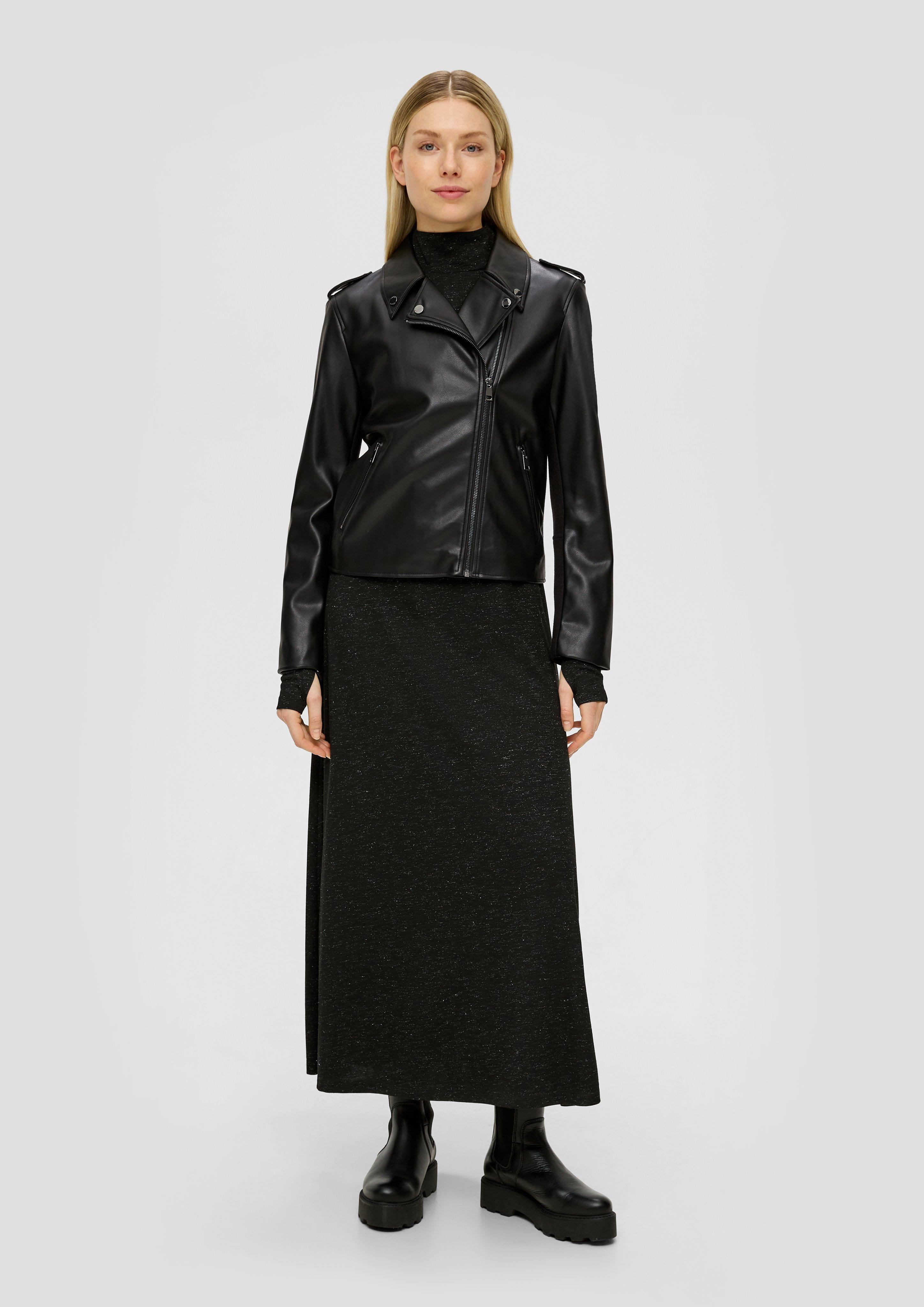 Jacke aus Materialmix in Leder-Optik  2139407-9999