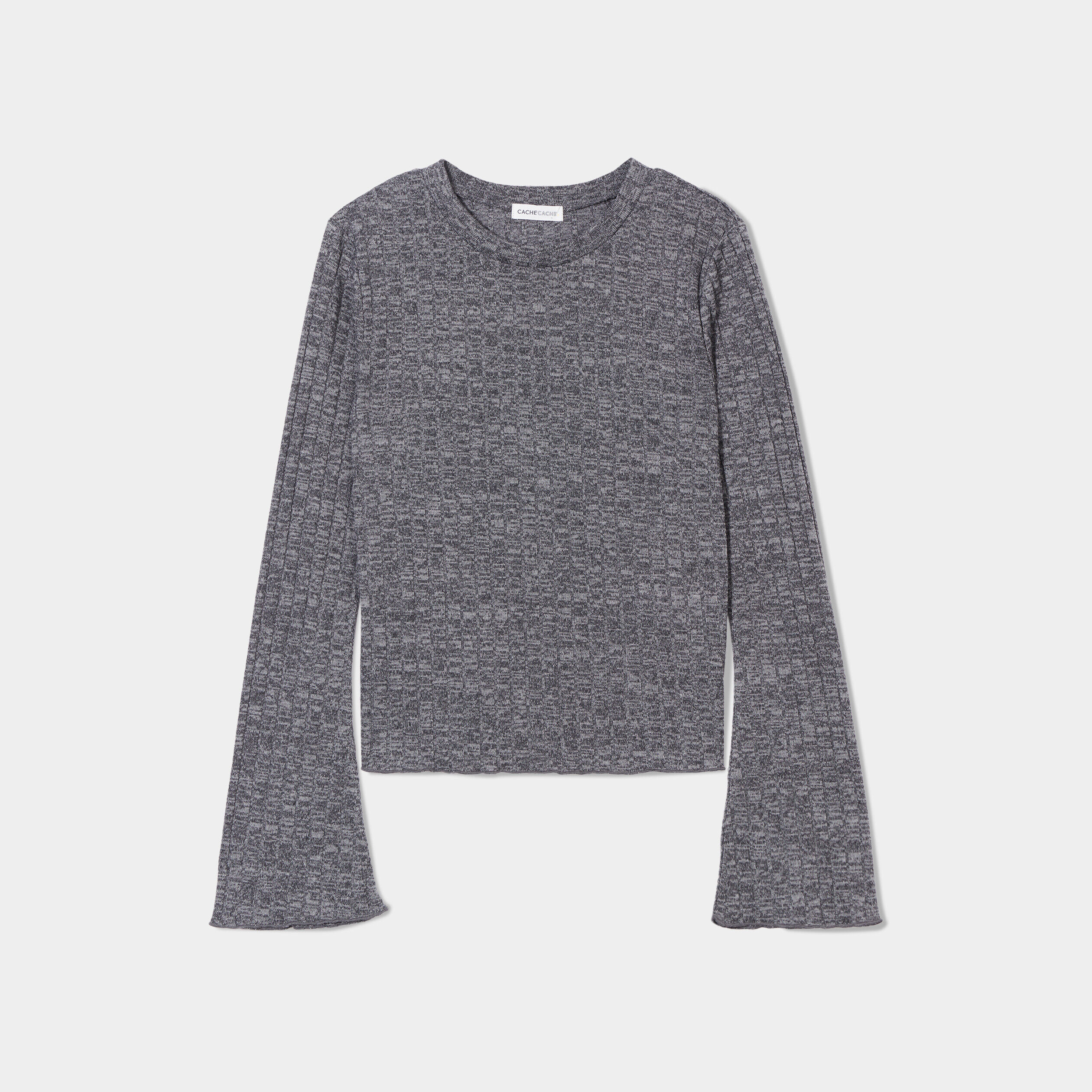 T-shirt manches évasées gris foncé femme | Cache Cache