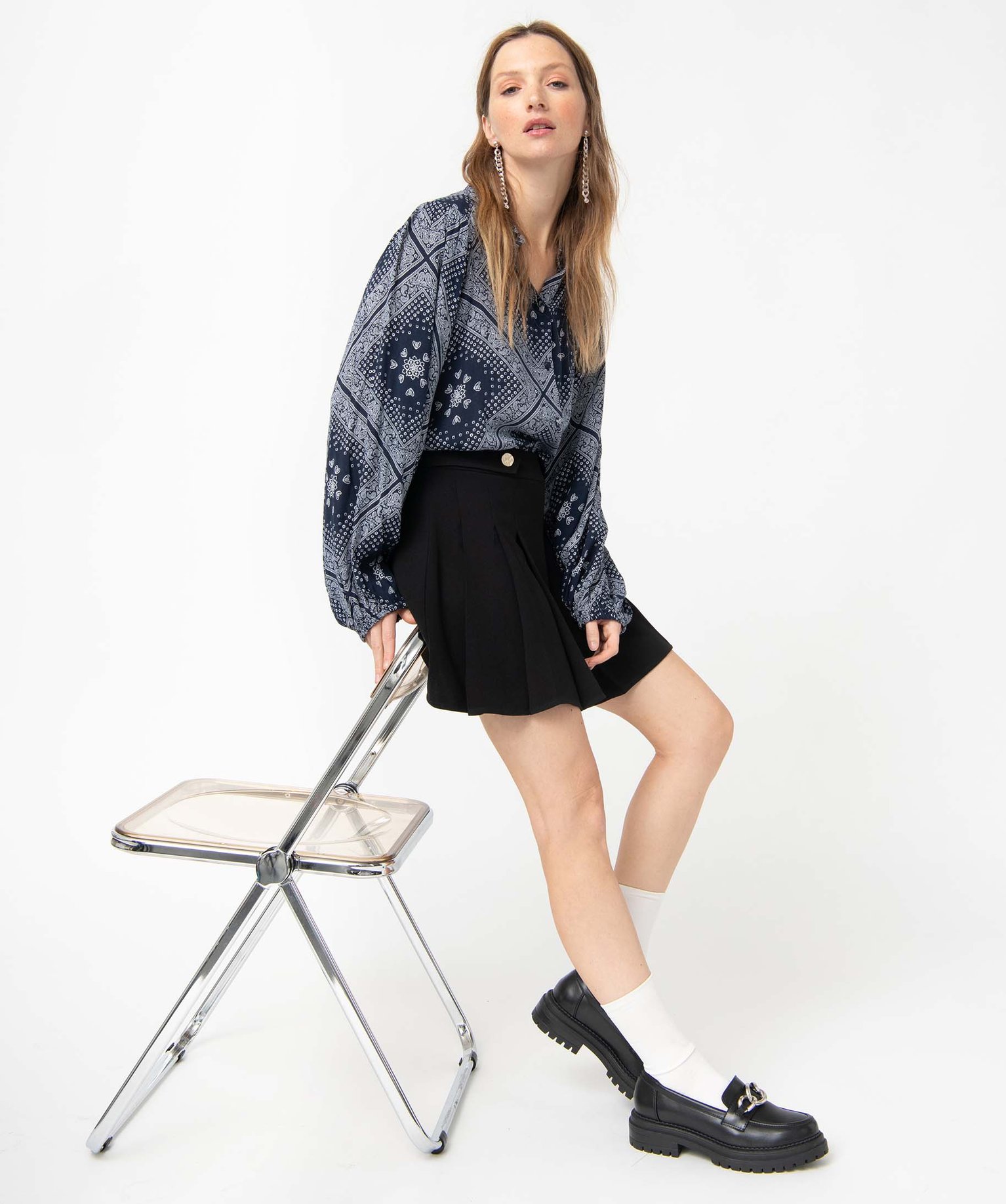 Chemise femme imprimée à manches extra larges imprime | GEMO