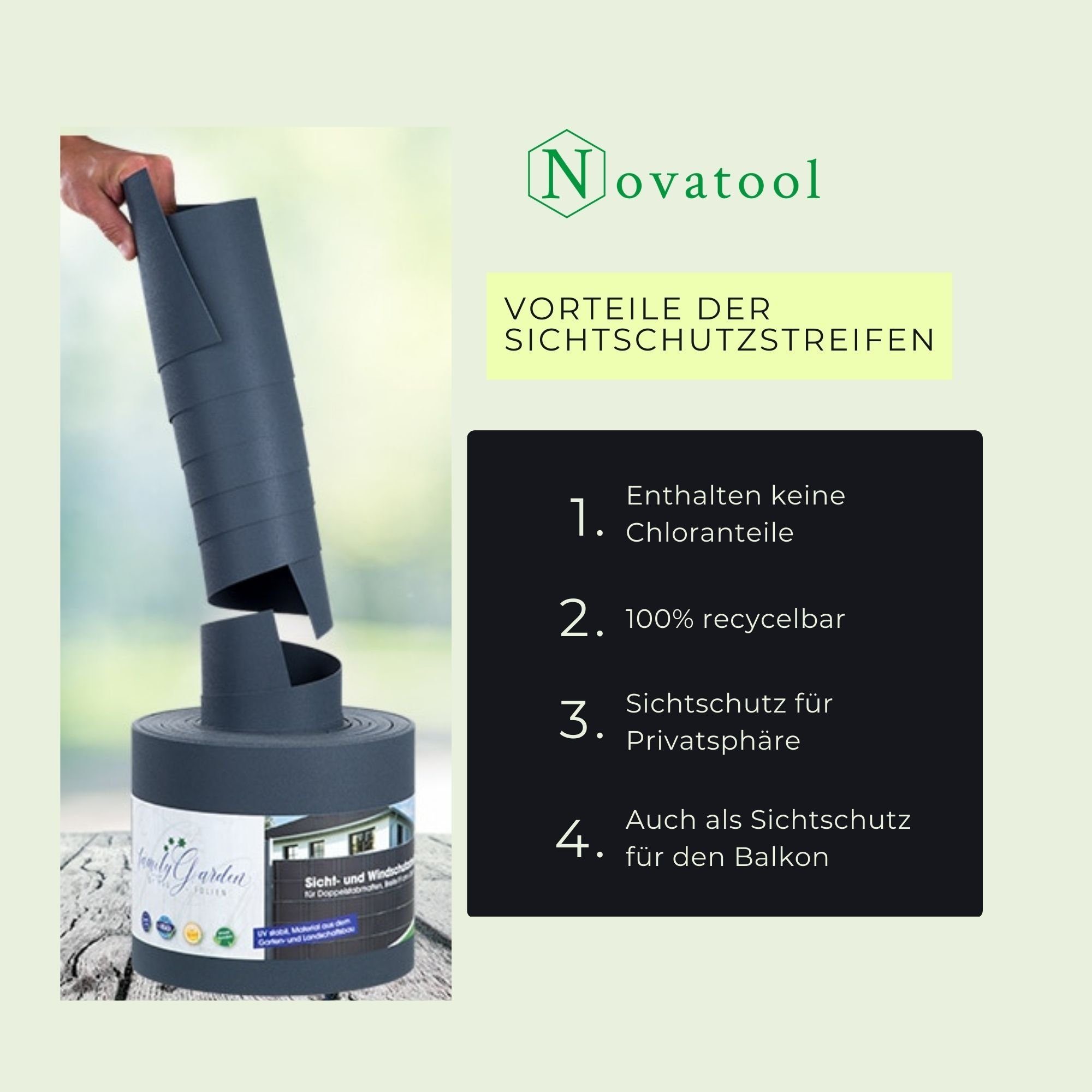 Novatool Sichtschutzfolie -, (4-St), Sichtschutzstreifen-Rollen