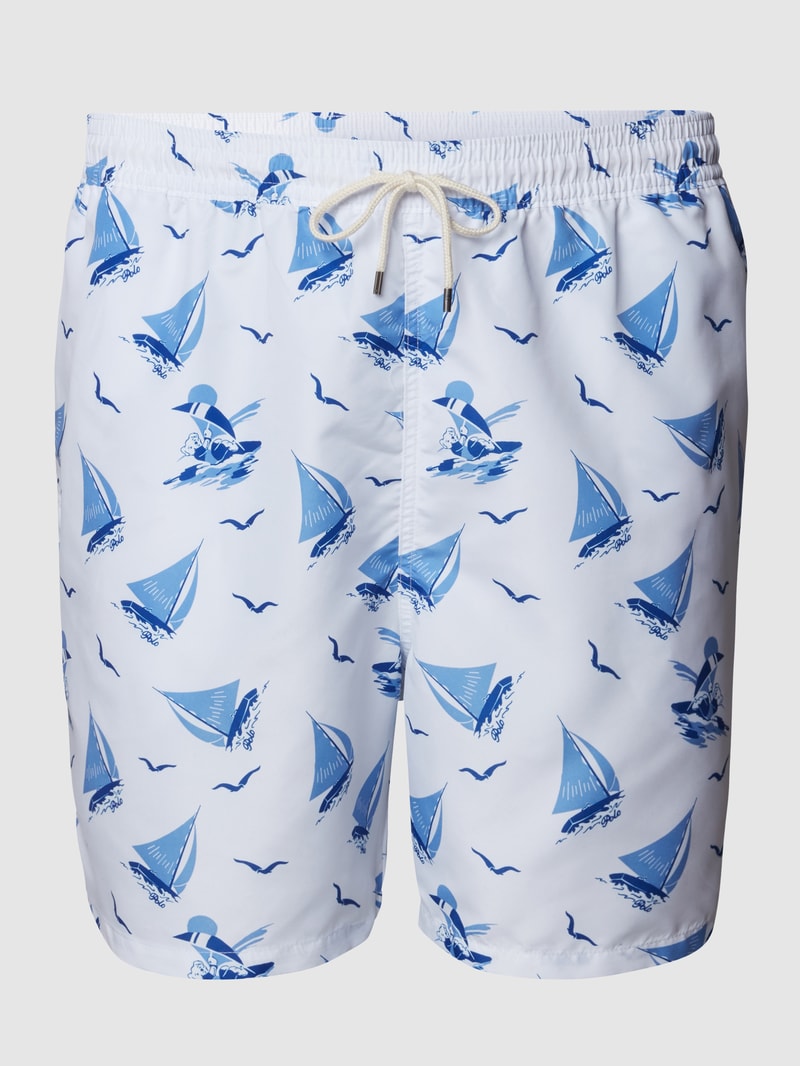 Badehose mit Allover-Muster in weiß