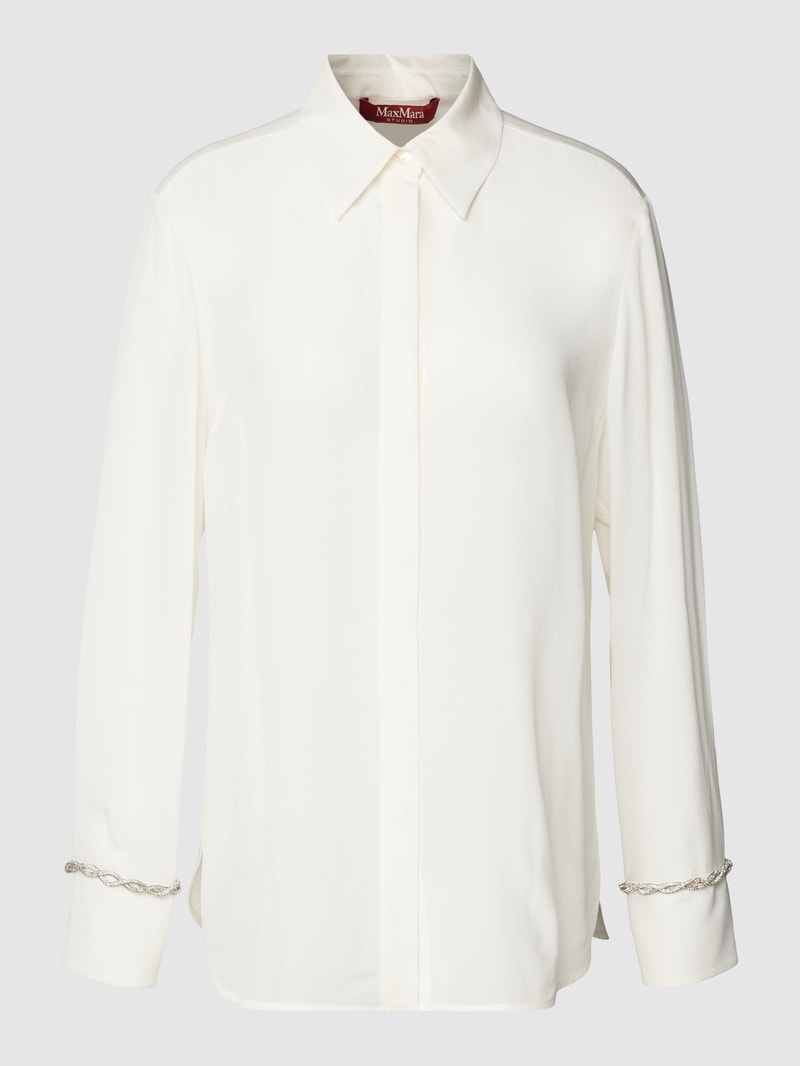 Bluse aus Seide mit verdeckter Knopfleiste Modell 'CELEBRE' in offwhite