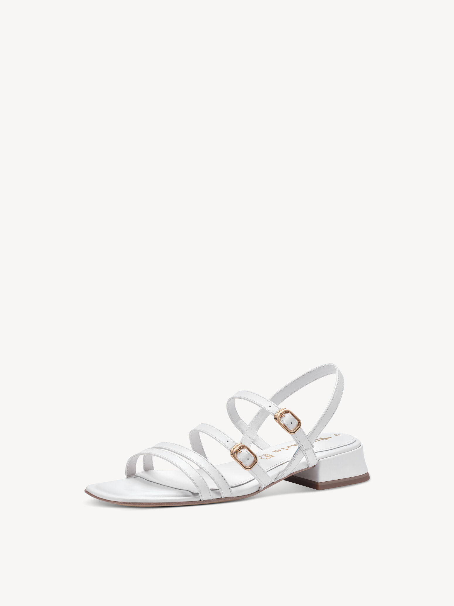 Sandale à talon en cuir - blanc