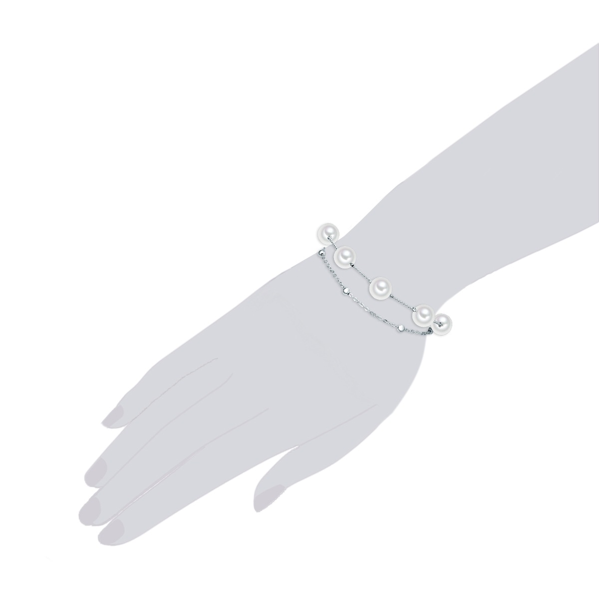 Armband Messing Muschelkernperle in Silber