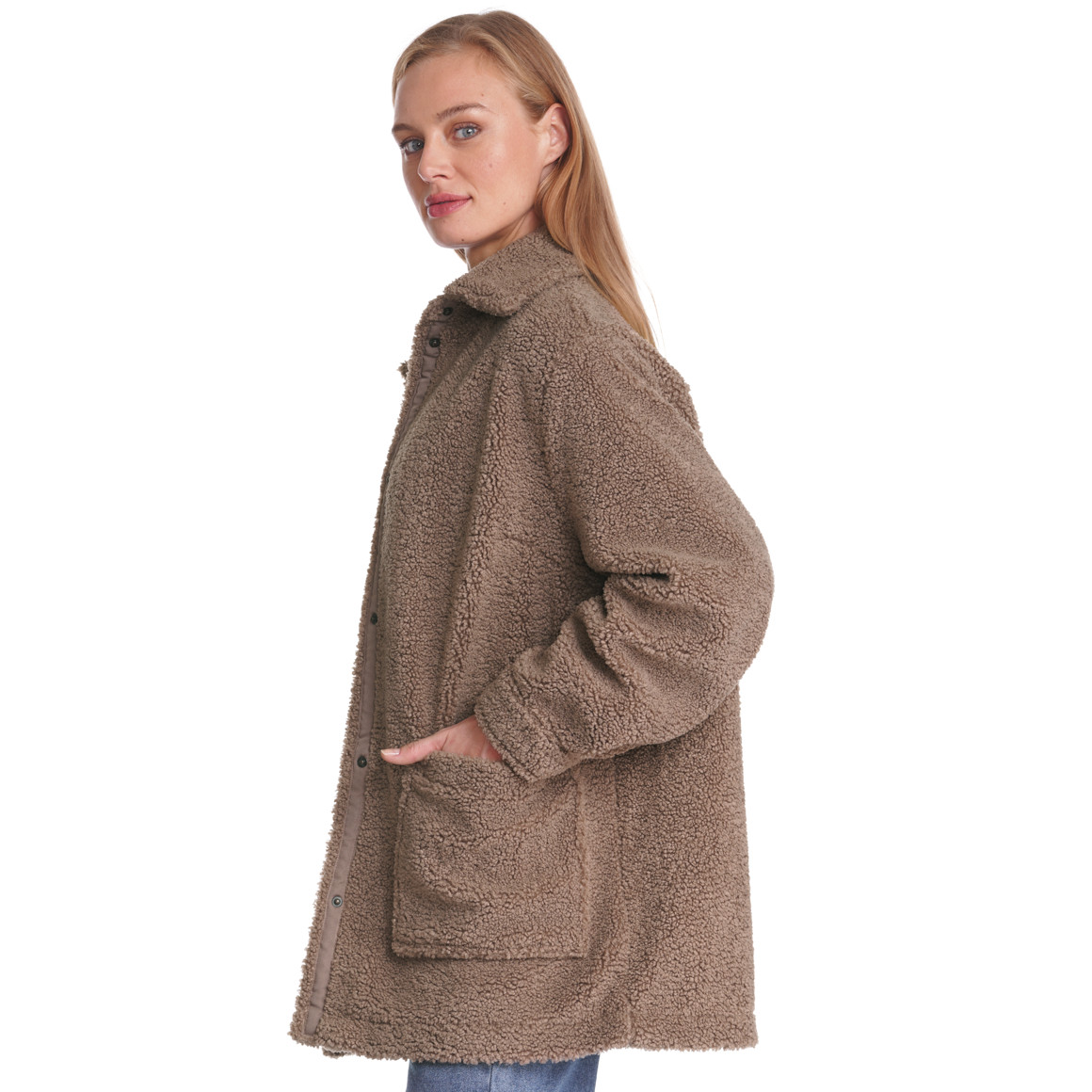 Damen Teddyjacke mit 2 Taschen