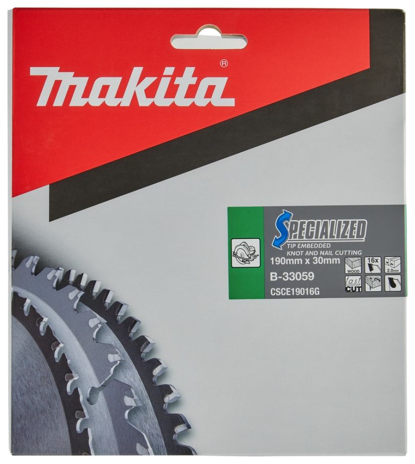 Makita pribor B-33059 Ugrađeni vrh kružne pile za drvene čvorove/čavle ATB 190 x 30 x 2 mm T16