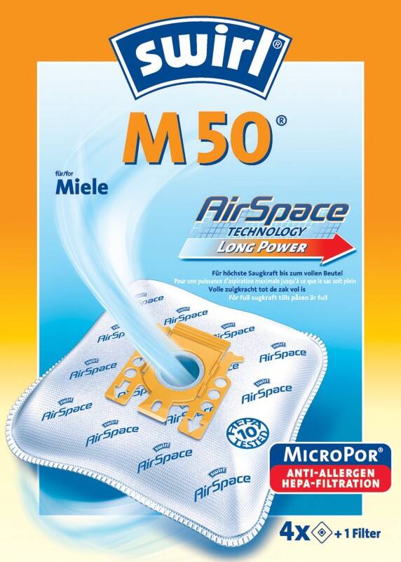 Swirl Staubsaugerbeutel M 50 AirSpace® Orange, Weiß 4 Stück