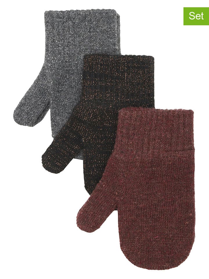 mikk-line 3er-Set: Fäustlinge in Braun/ Grau günstig kaufen