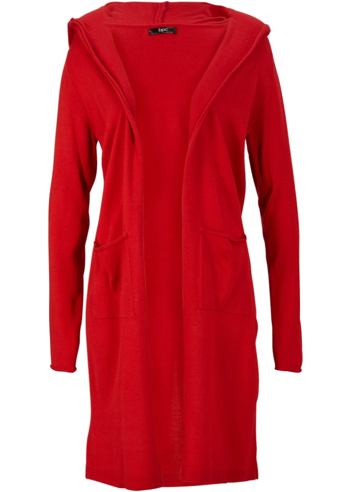 Longstrickjacke mit Kapuze