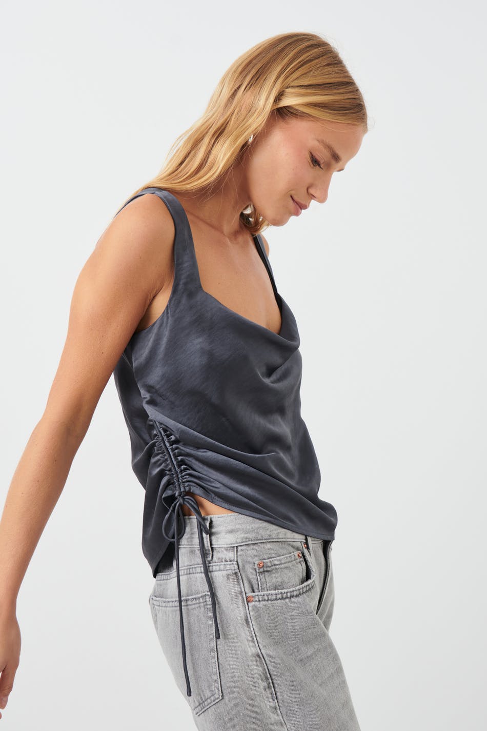 Draped satin top