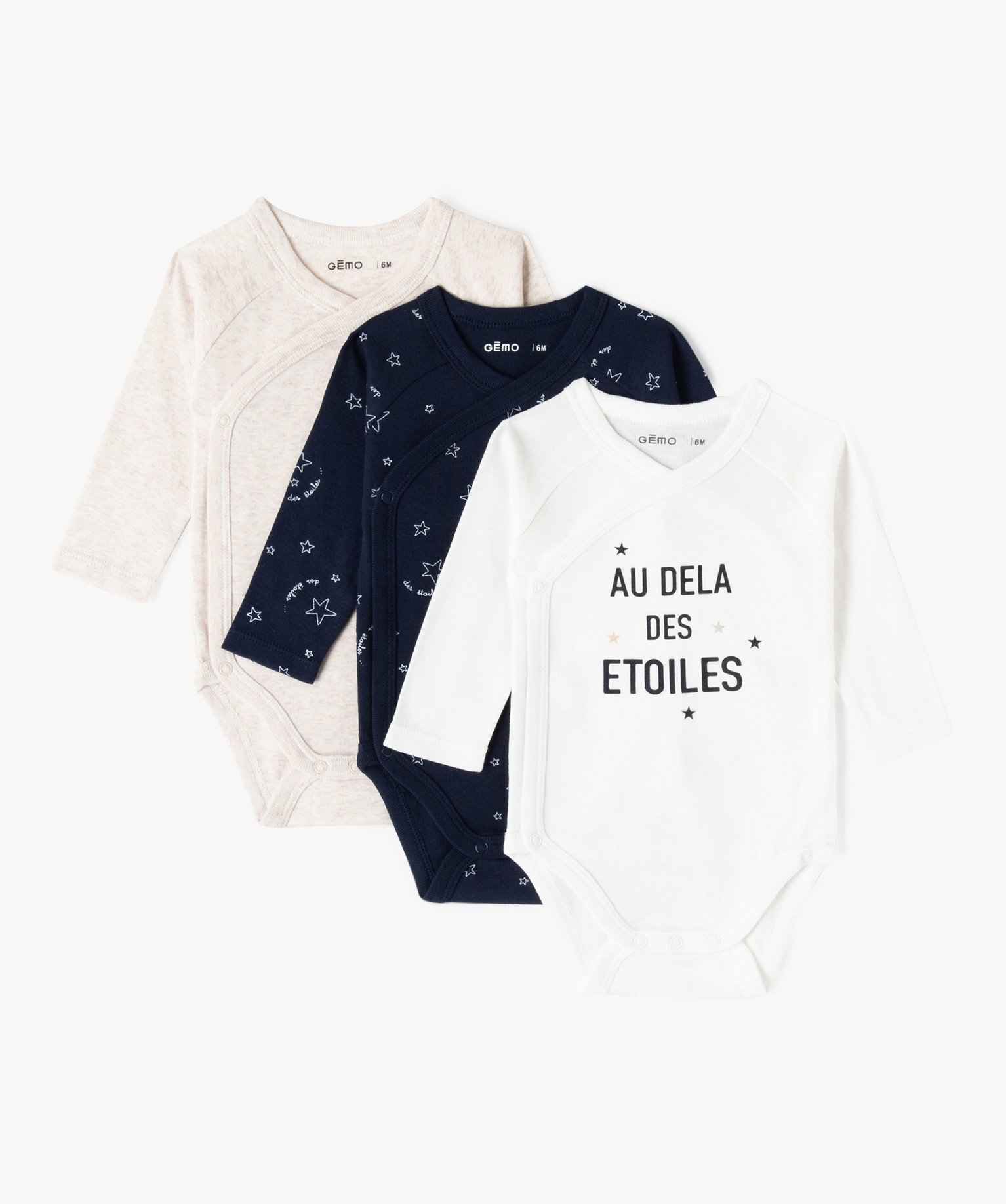 Body croisé à manches courtes en coton biologique bébé (... ecru | GEMO