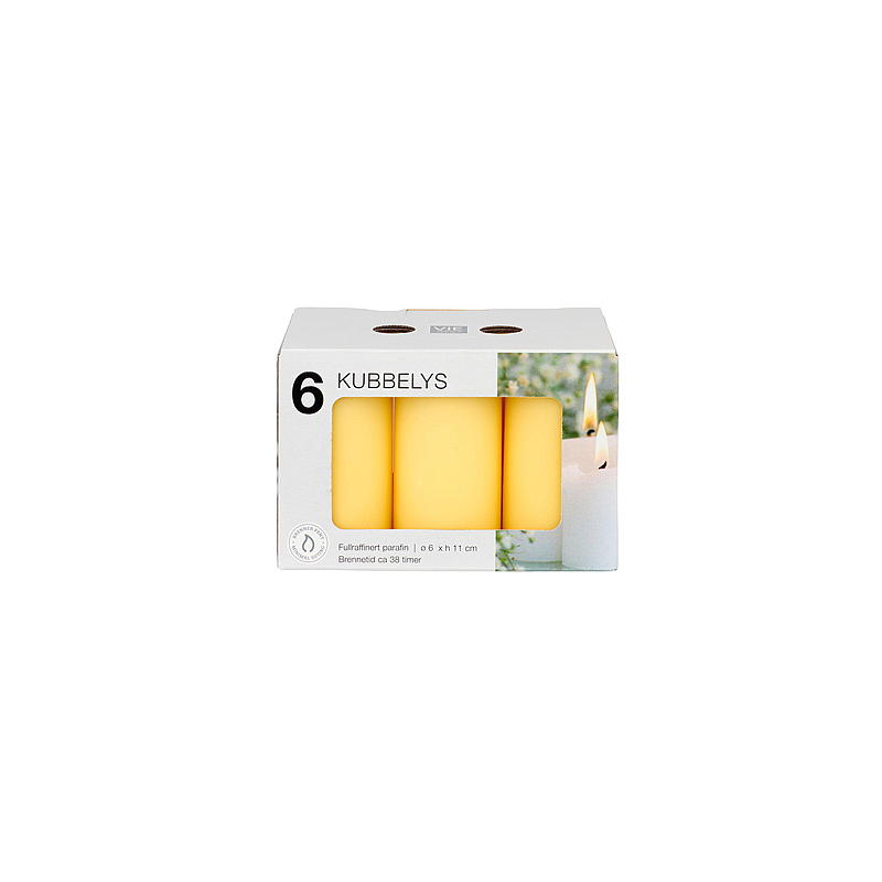 Vie Home Kubbelys 6-pk 6x11 cm gul