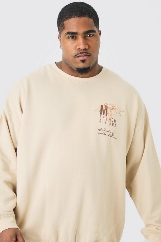 Plus Sweatshirt mit Monaco-Print