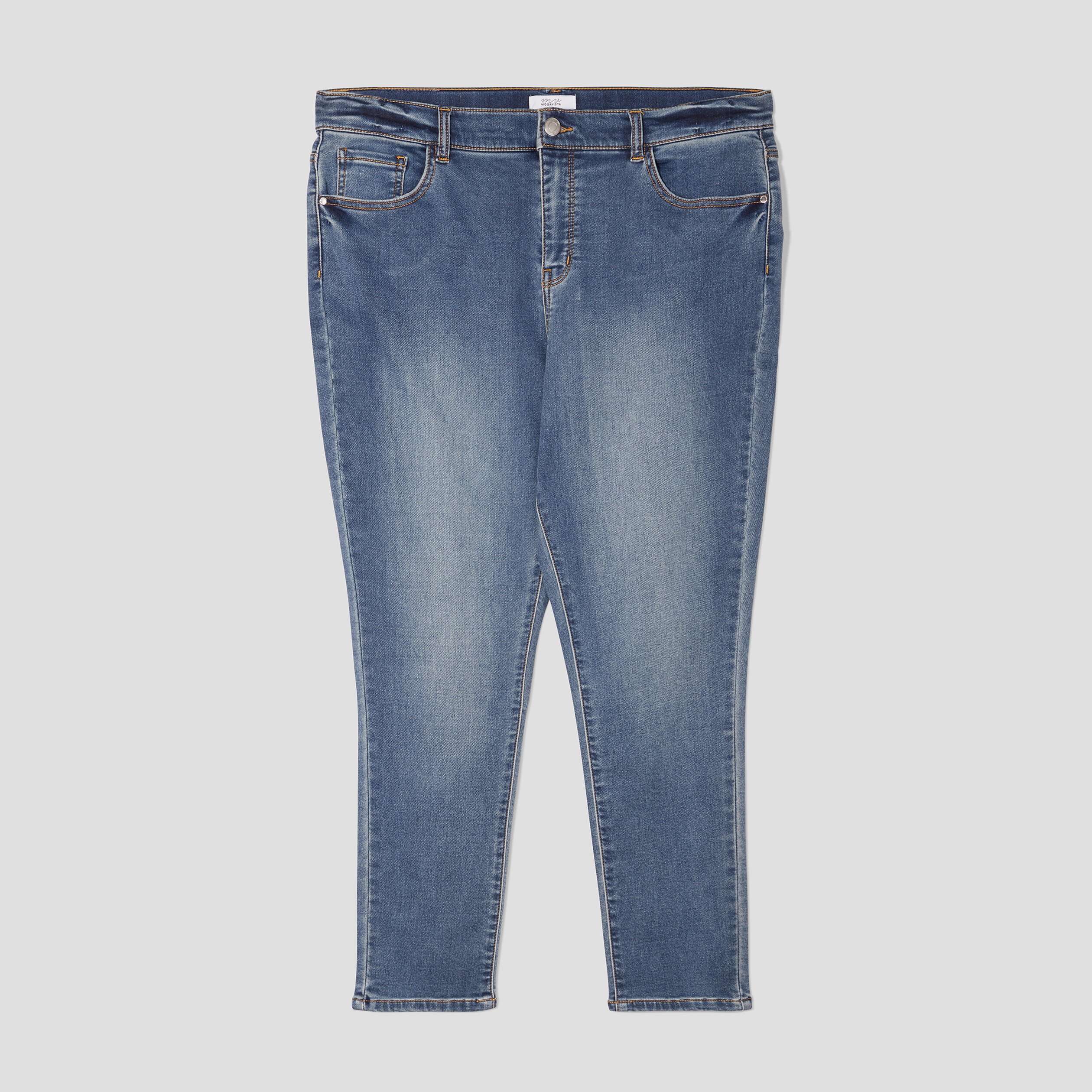 Jeans slim taille haute 7 8ème denim stone femme grande taille | La Halle