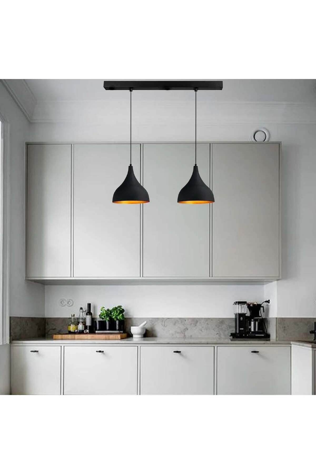 Bamyum  Pendelleuchte 2 Flammen Metall Set aus 2-3-4 Pendellampen Hängelampe Pendelleuchte