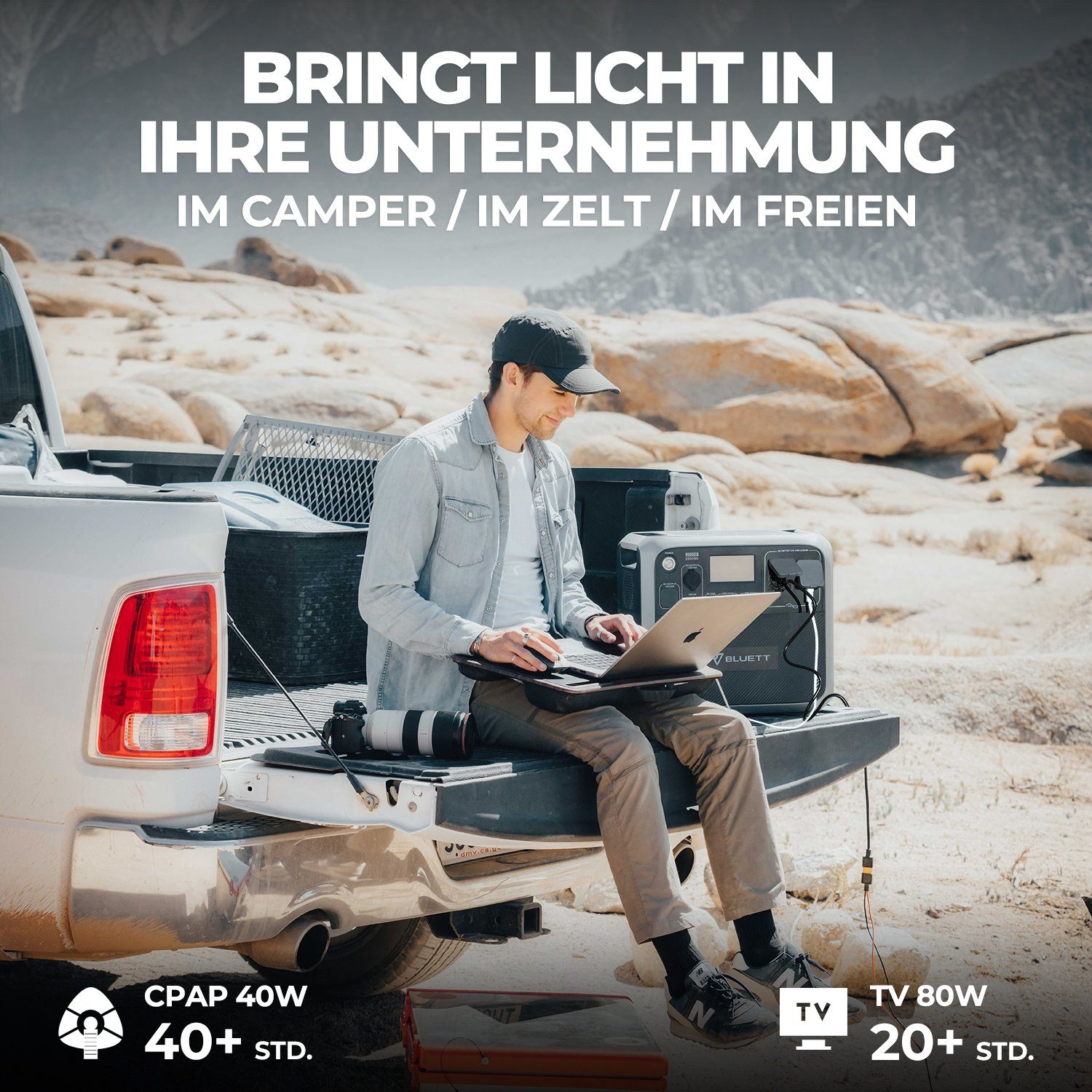 BLUETTI Stromerzeuger AC200P 2000Wh/2000W LiFePO4, (für Haus, Off-Grid Leben, Camping, Wohnmobil, 1-tlg), 2*2000W AC-Ausgangsanschlüsse