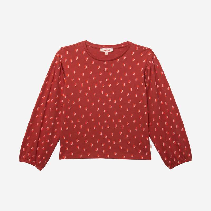 T-shirt fille brique imprimé bicolore en coton recyclé rouge Catimini