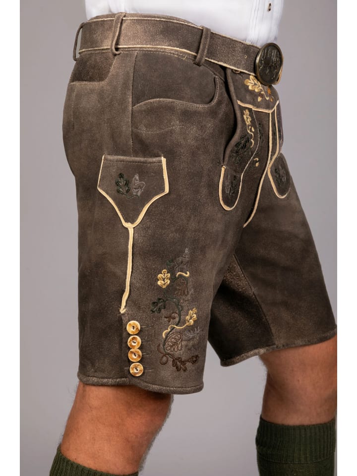 Edelnice Kurze Hirschlederhose Stefan sämisch in dunkelbraun günstig kaufen