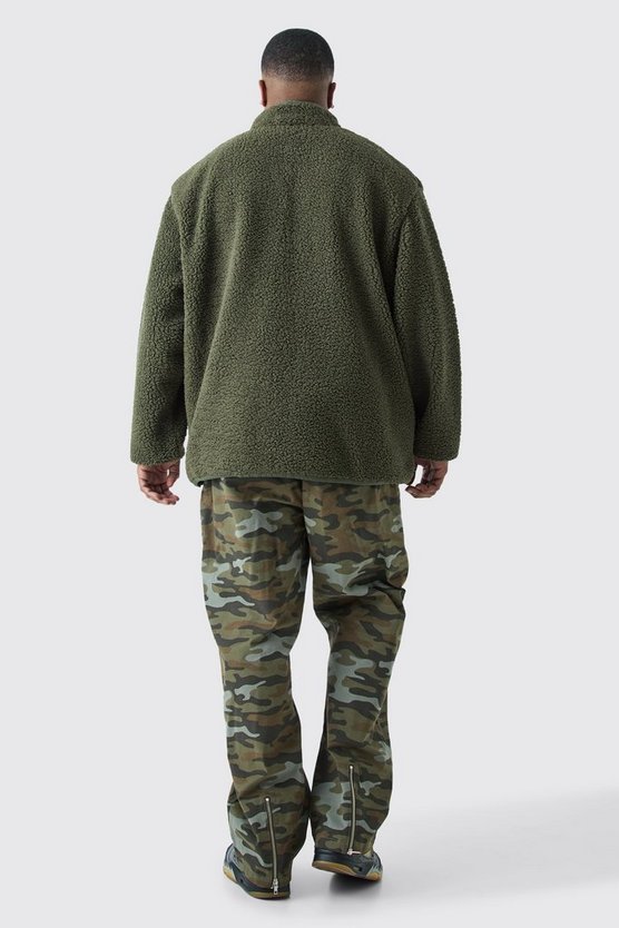 Plus Oversized Borg Funnel Neck Jacket